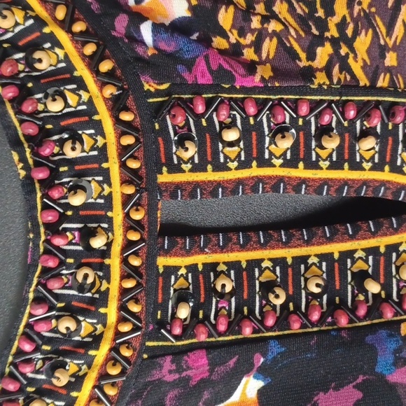 Beige By ECL size 12 Beaded intricate neck line, going down the front. EUC - Picture 3 of 7